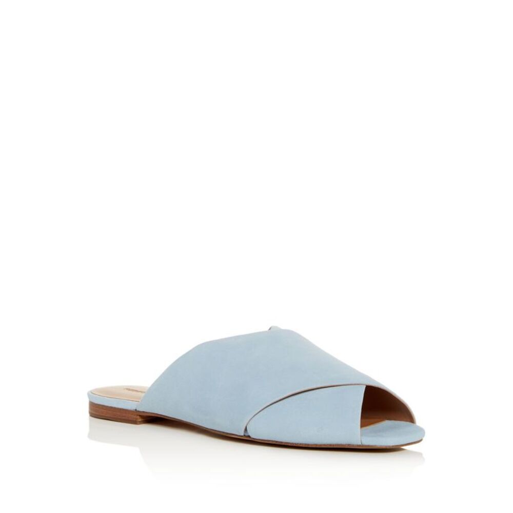 REBECCA MINKOFF Womens Light Blue Wide Anden Slip On Leather Slide Sandals 8.5 M